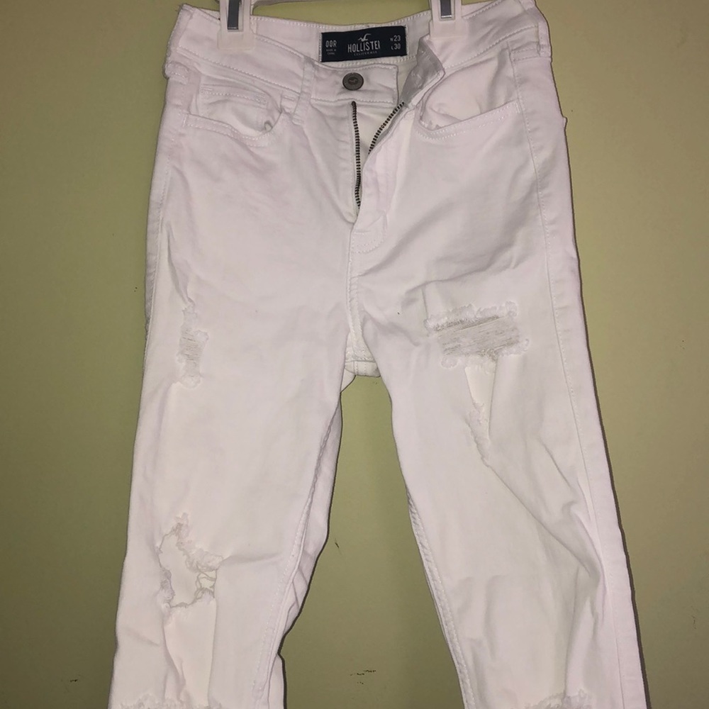 Hollister white ripped jeans lightly worn